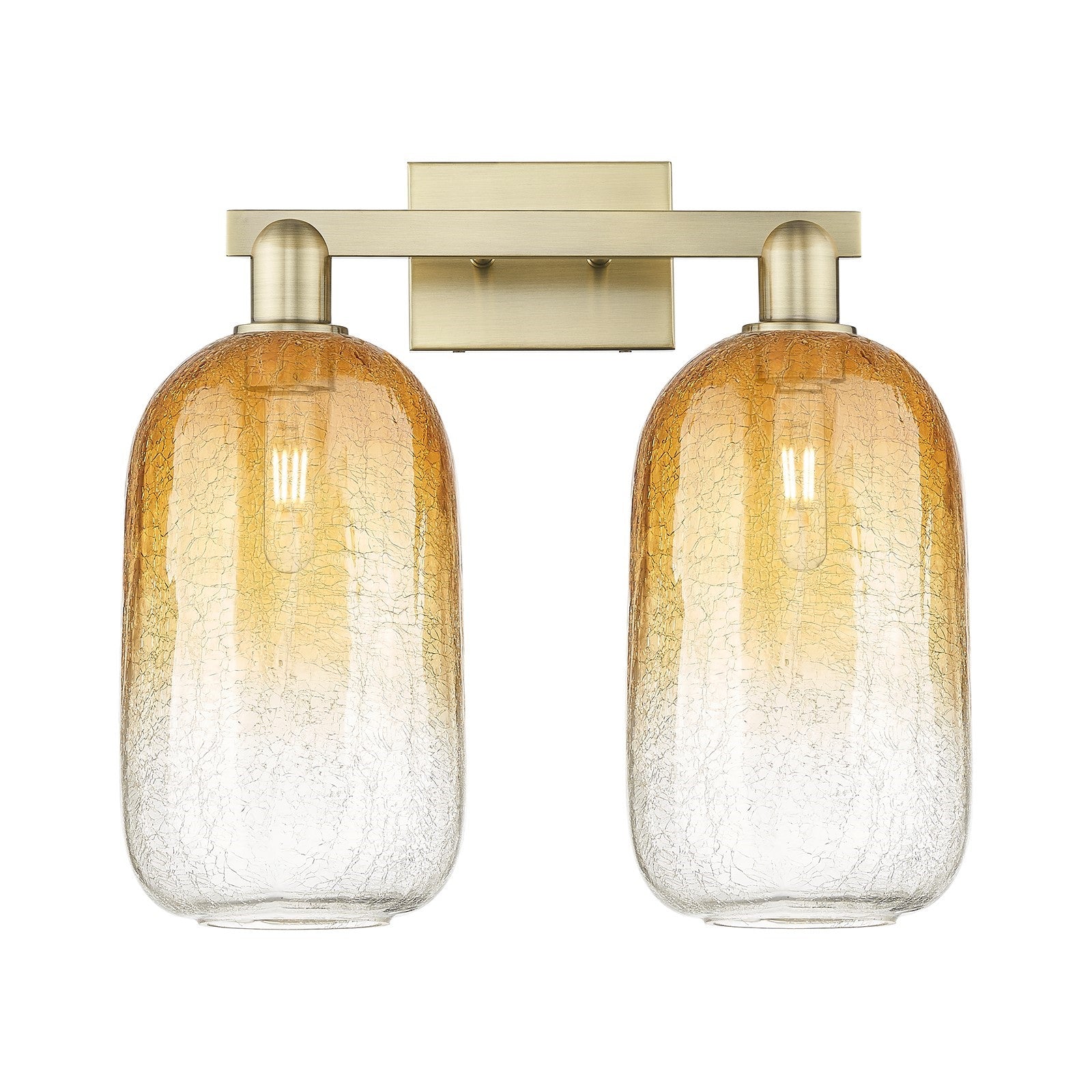 Innovations Brookhaven Cloche 18in 2-Light Bath Vanity Light | Industrial Antique Brass and Amber Glass | Bathroom Vanity | 18 | Model 716-2W-AB-G482-7AM