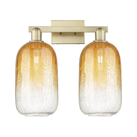 Innovations Brookhaven Cloche 18in 2-Light Bath Vanity Light | Industrial Antique Brass and Amber Glass | Bathroom Vanity | 18 | Model 716-2W-AB-G482-7AM
