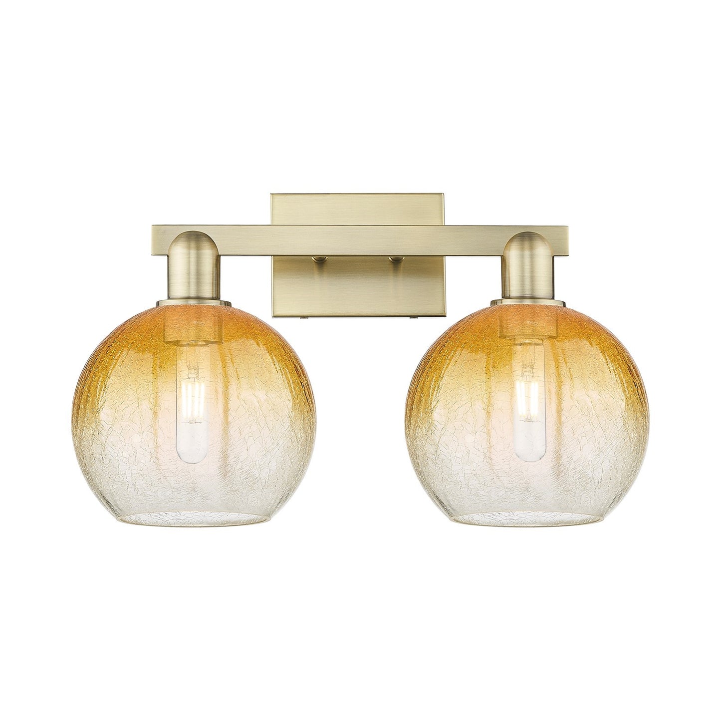 Innovations Brookhaven Globe 19in 2-Light Bath Vanity | Industrial Antique Brass and Amber Glass | Bathroom Vanity & Powder | Model 716-2W-AB-G483-8AM