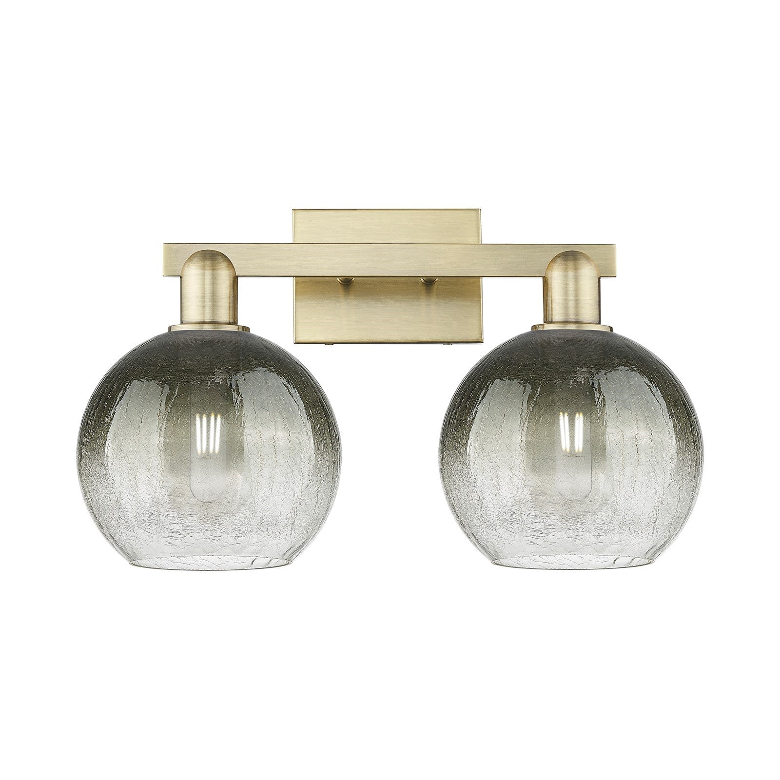 Innovations Brookhaven Globe 18.88in 2-Light Bath Vanity Light | Industrial Modern Antique Brass Steel and Slate Glass | Model 716-2W-AB-G483-8SL