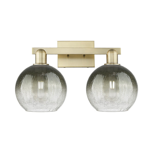 Innovations Brookhaven Globe 18.88in 2-Light Bath Vanity Light | Industrial Modern Antique Brass Steel and Slate Glass | Model 716-2W-AB-G483-8SL
