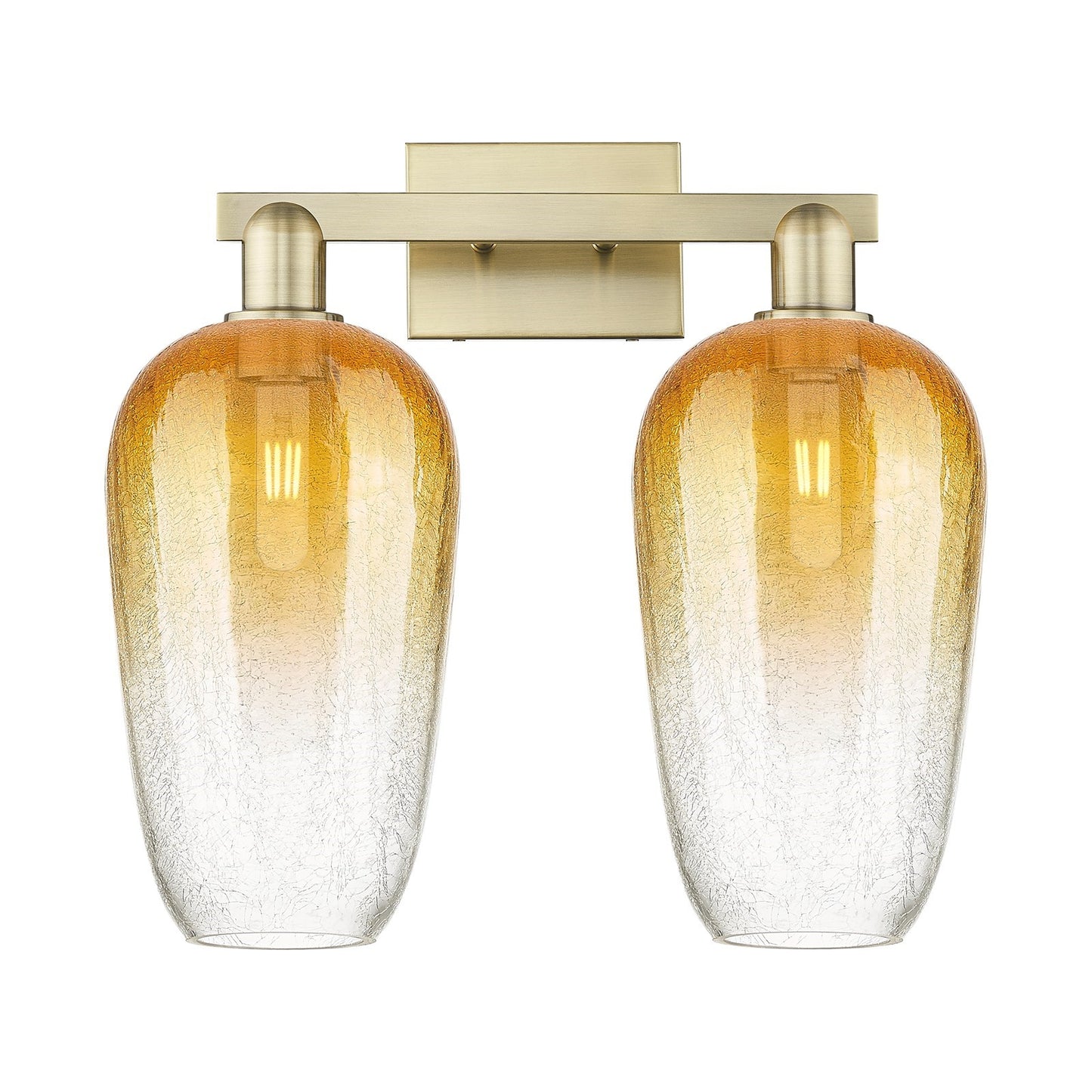 Innovations Brookhaven Flute 18in 2-Light Bath Vanity | Industrial Antique Brass Steel and Amber Glass | Bathroom & Powder Room | Model 716-2W-AB-G484-7AM