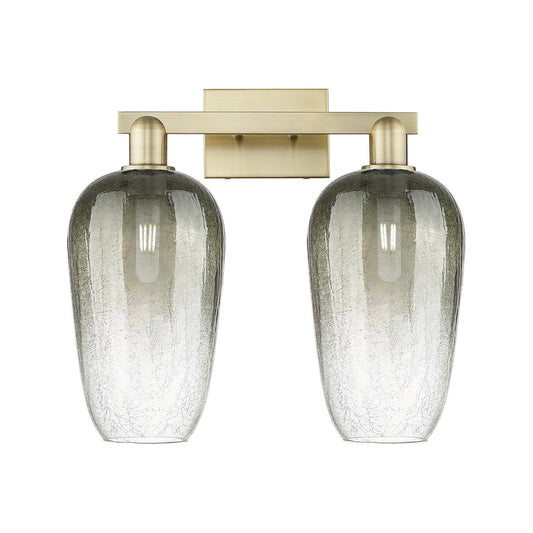 Innovations Brookhaven Flute 18in 2-Light Bath Vanity | Industrial Antique Brass Steel and Slate Glass | Bathroom Vanity & | Model 716-2W-AB-G484-7SL