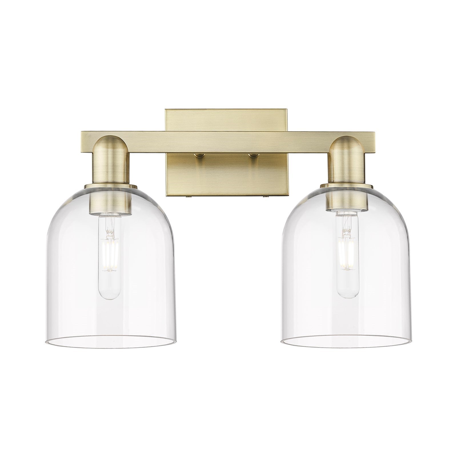 Innovations Bella 17in 2-Light Bath Vanity Light | Industrial Antique Brass and Clear Glass | Bathroom Vanity | 16.5 x 11.25 in | Model 716-2W-AB-G558-6CL