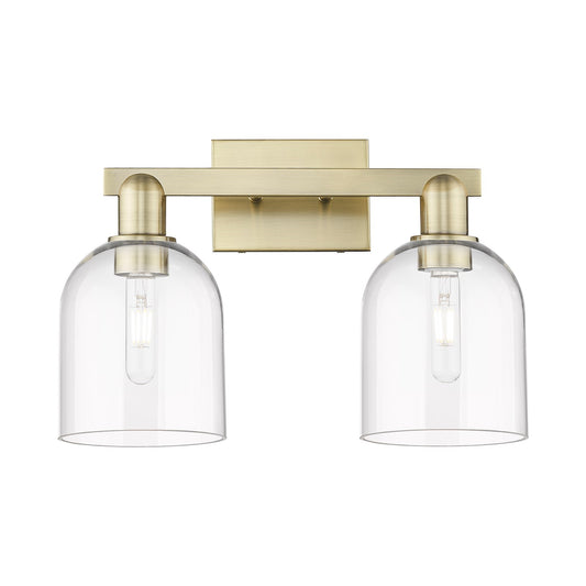 Innovations Bella 17in 2-Light Bath Vanity Light | Industrial Antique Brass and Clear Glass | Bathroom Vanity | 16.5 x 11.25 in | Model 716-2W-AB-G558-6CL