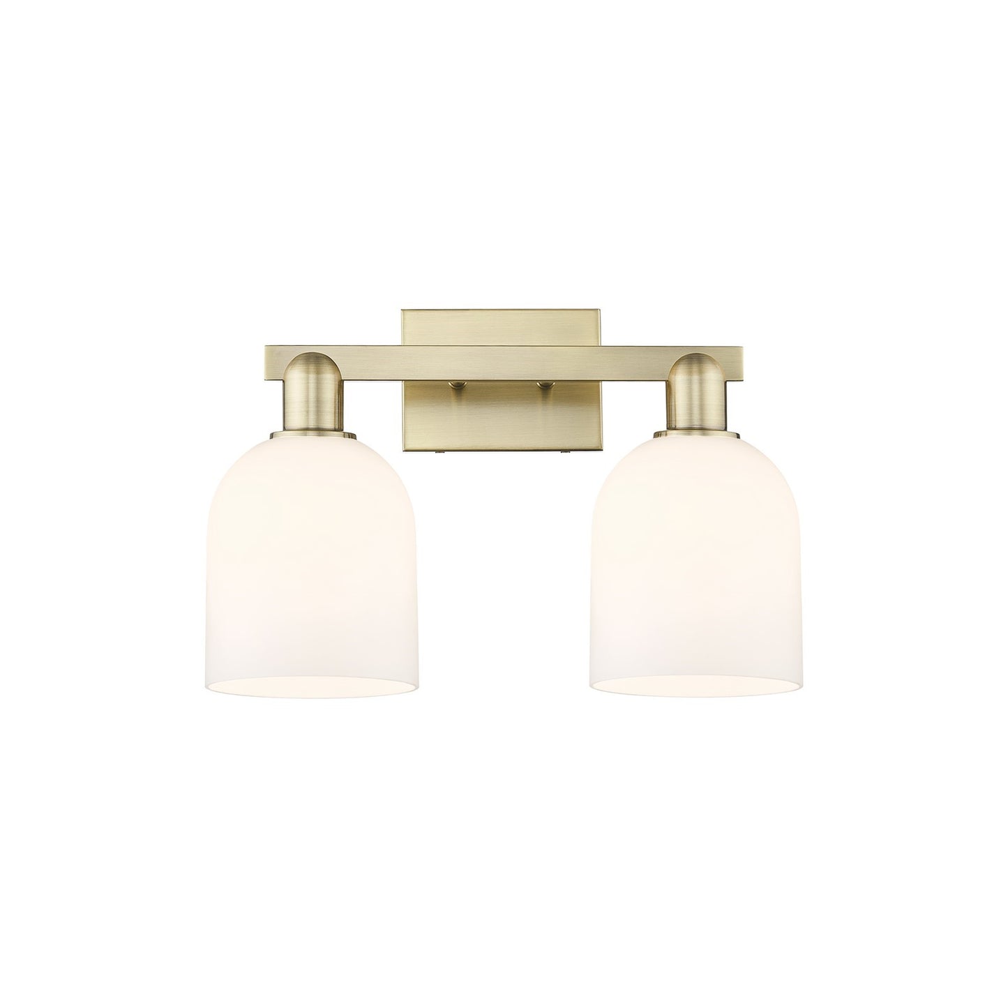 Innovations Bella 2-Light 16.5in Bath Vanity Light | Industrial Antique Brass Steel and White Glass | Bathroom Vanity & Powder | Model 716-2W-AB-G558-6GWH