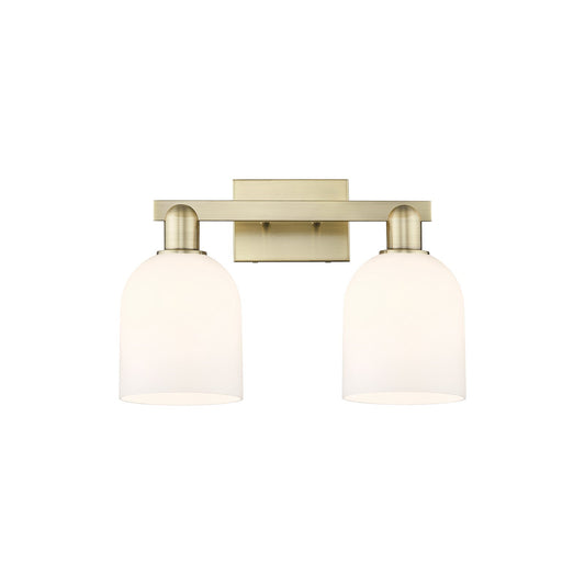 Innovations Bella 2-Light 16.5in Bath Vanity Light | Industrial Antique Brass Steel and White Glass | Bathroom Vanity & Powder | Model 716-2W-AB-G558-6GWH