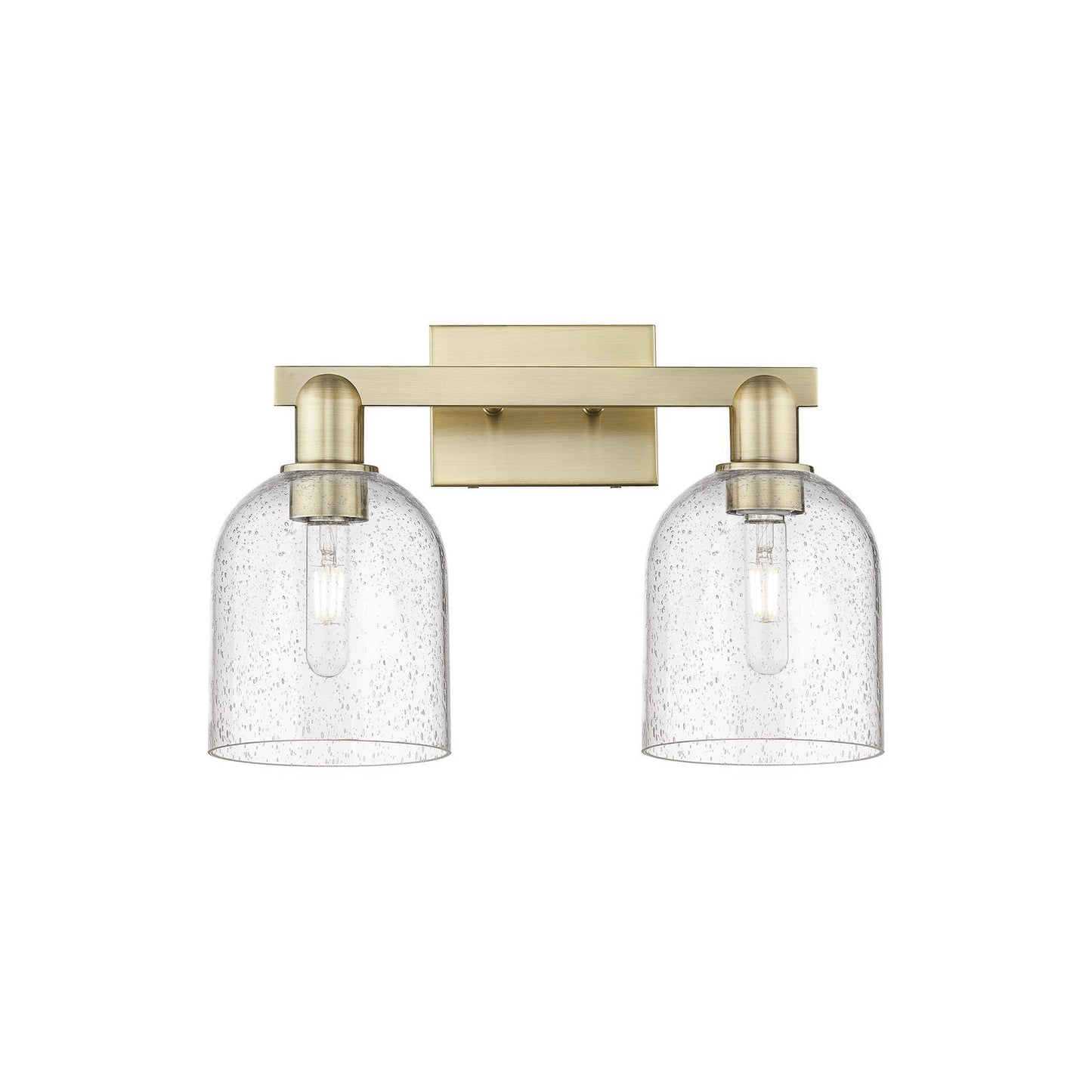 Innovations Bella 17in 2-Light Bath Vanity Light | Industrial Antique Brass and Seedy Glass | Bathroom Vanity | 16.5 x 11.25 x | Model 716-2W-AB-G558-6SDY