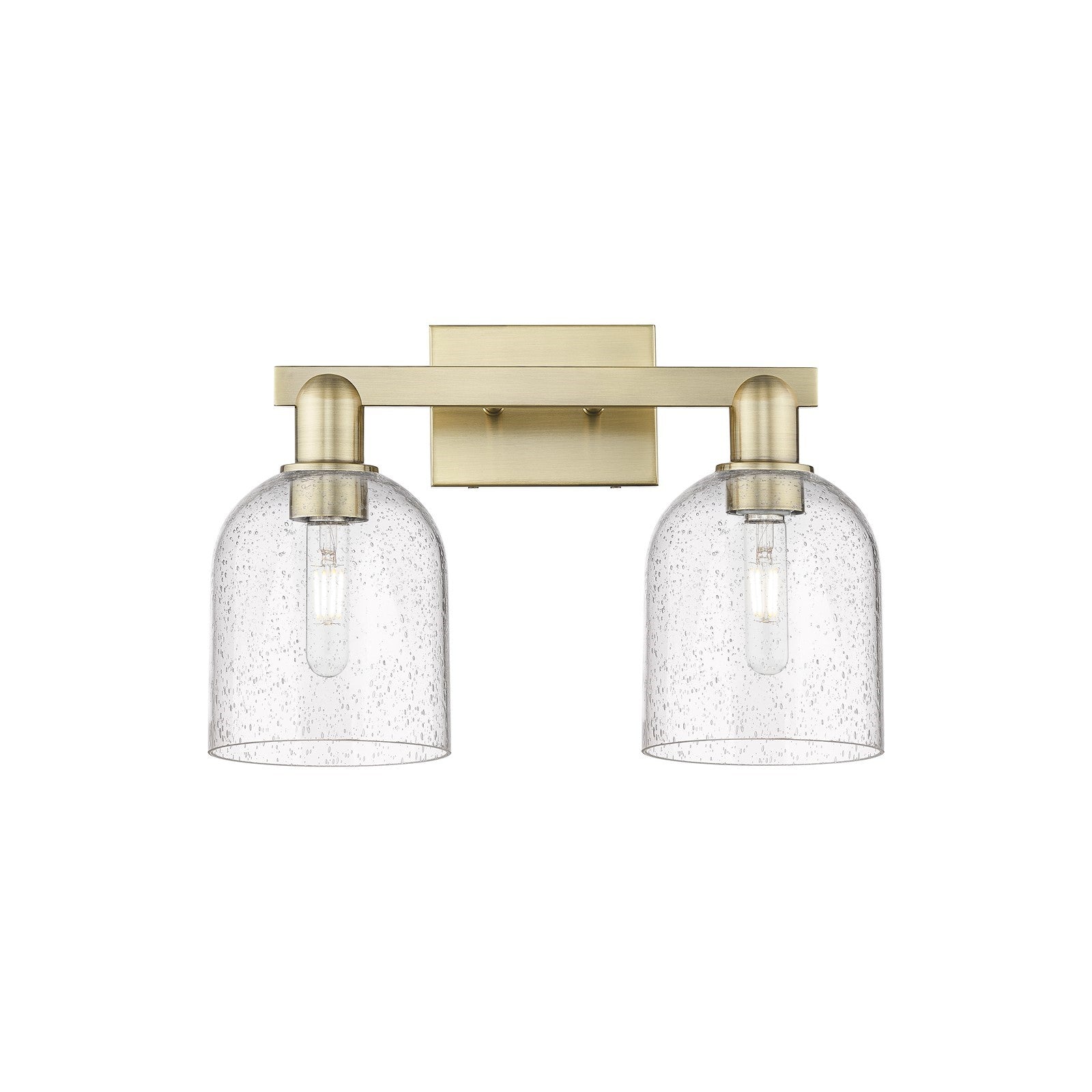 Innovations Bella 17in 2-Light Bath Vanity Light | Industrial Antique Brass and Seedy Glass | Bathroom Vanity | 16.5 x 11.25 x | Model 716-2W-AB-G558-6SDY