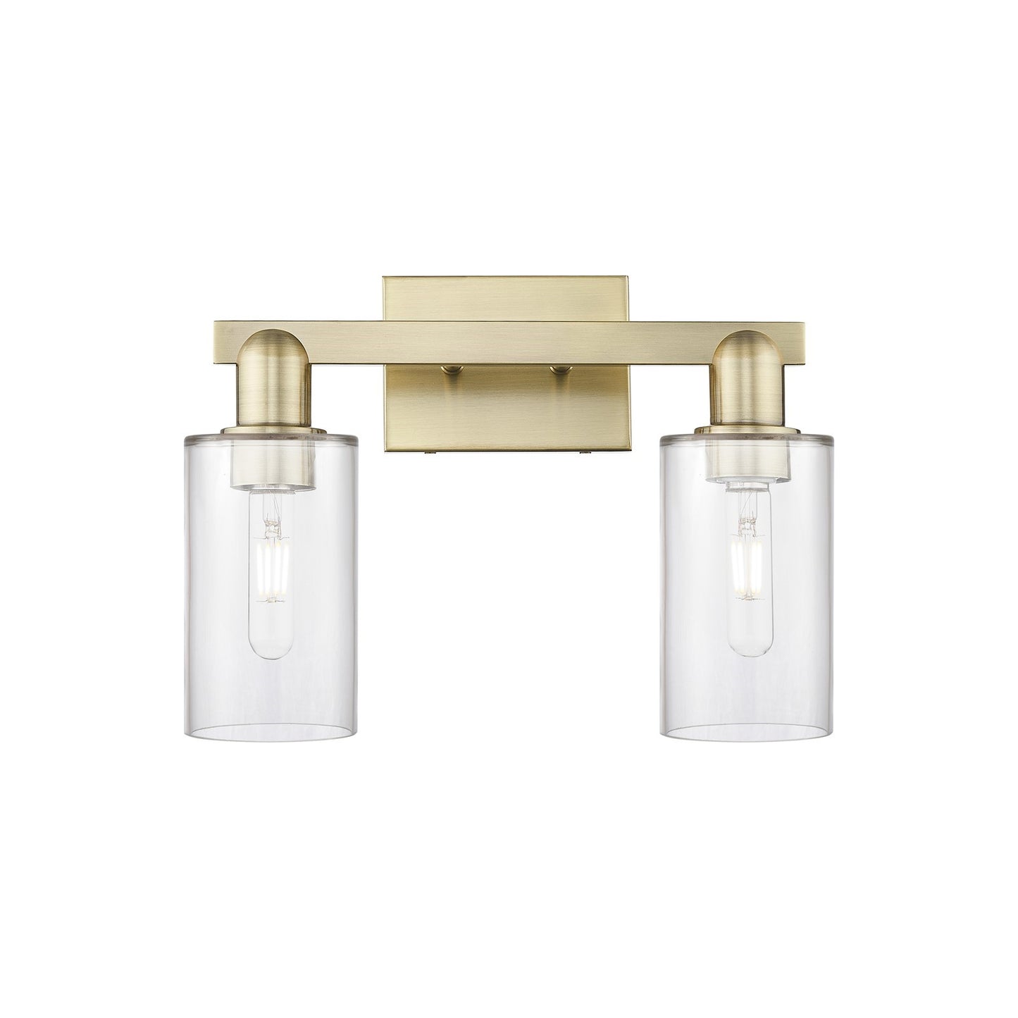 Innovations Clymer 15in 2-Light Bath Vanity Light | Industrial Antique Brass and Clear Glass | Bathroom Vanity | 14.88 x 10.62 x | Model 716-2W-AB-G802