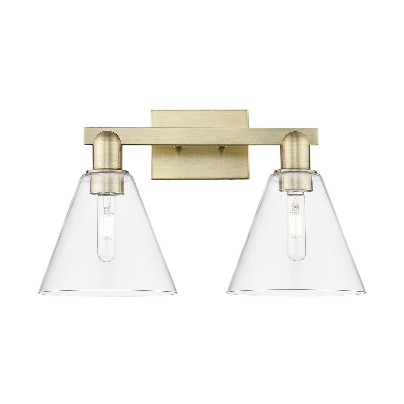 Innovations Berkshire Glass 19in 2-Light Bath Vanity Light | Industrial Antique Brass and Clear Glass | Bathroom Vanity | 19 x | Model 716-2W-AB-GBC-82