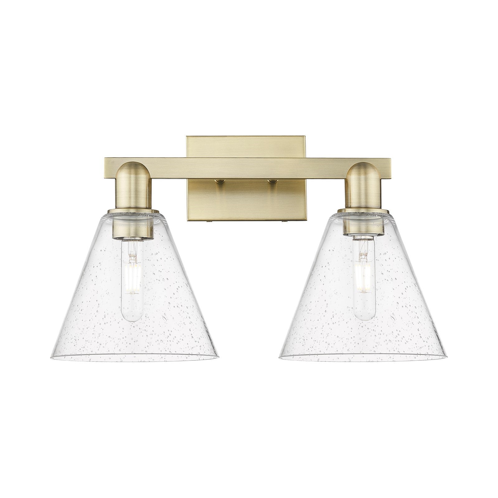 Innovations Berkshire Glass 19in 2-Light Bath Vanity Light | Industrial Antique Brass Steel and Seedy Glass | Bathroom Vanity | Model 716-2W-AB-GBC-84