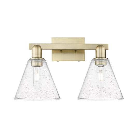 Innovations Berkshire Glass 19in 2-Light Bath Vanity Light | Industrial Antique Brass Steel and Seedy Glass | Bathroom Vanity | Model 716-2W-AB-GBC-84