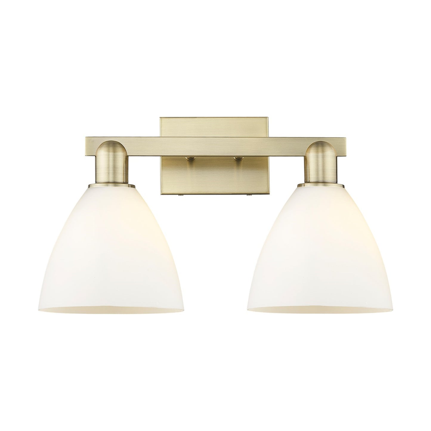 Innovations Bristol 19in 2-Light Bath Vanity Light | Industrial Antique Brass and Matte White Glass | Bathroom Vanity | 18.5 x | Model 716-2W-AB-GBD-751
