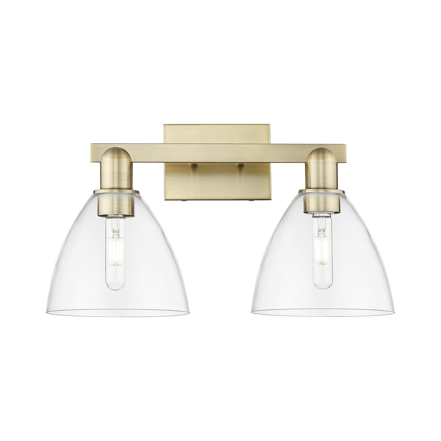 Innovations Bristol 19in 2-Light Bath Vanity Light | Industrial Antique Brass and Clear Glass | Bathroom Vanity | 18.5 x 11.25 x | Model 716-2W-AB-GBD-752
