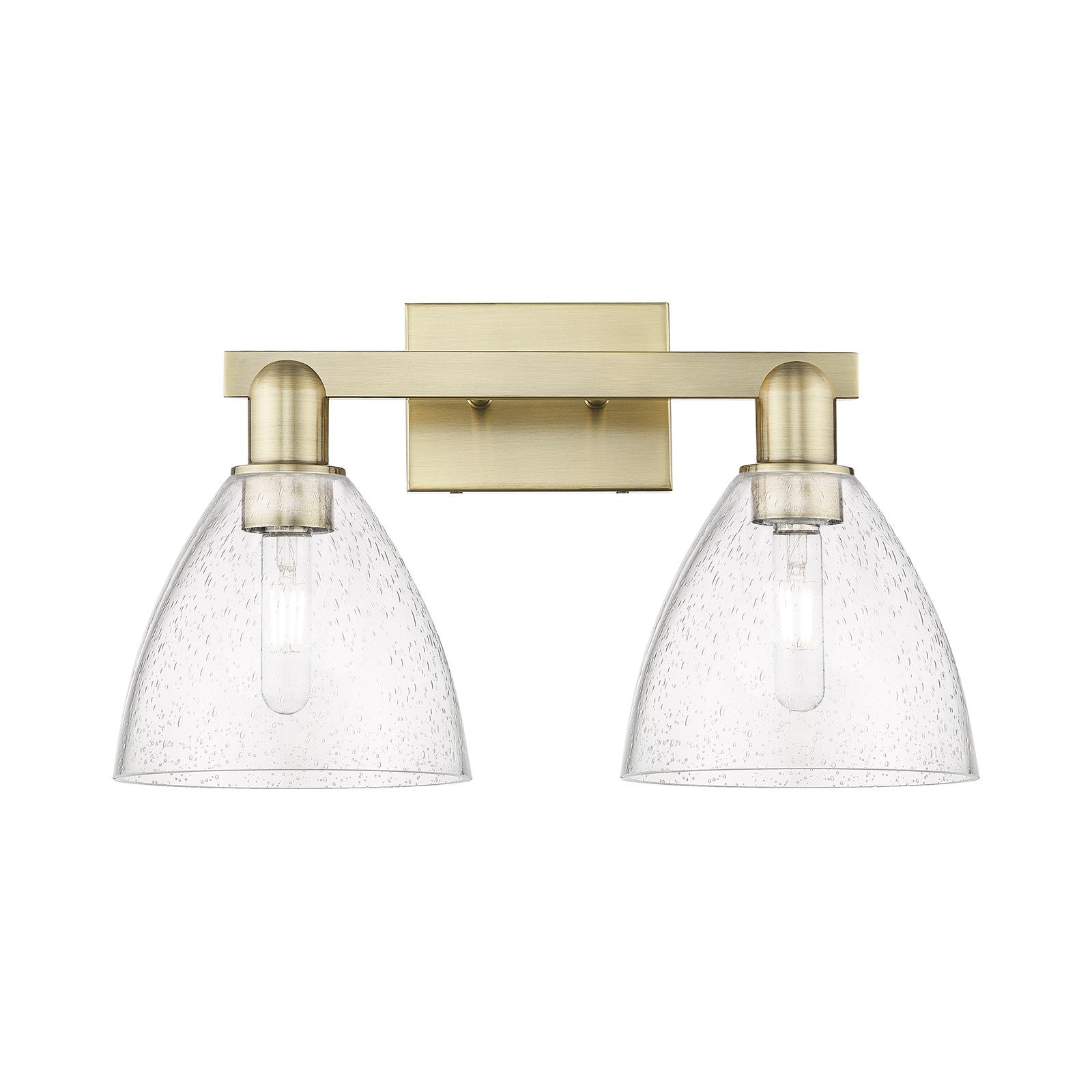 Innovations Bristol 19in 2-Light Bath Vanity Light | Industrial Antique Brass Steel and Seedy Glass | Bathroom Vanity | 18.5 x | Model 716-2W-AB-GBD-754