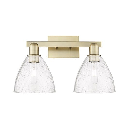 Innovations Bristol 19in 2-Light Bath Vanity Light | Industrial Antique Brass Steel and Seedy Glass | Bathroom Vanity | 18.5 x | Model 716-2W-AB-GBD-754