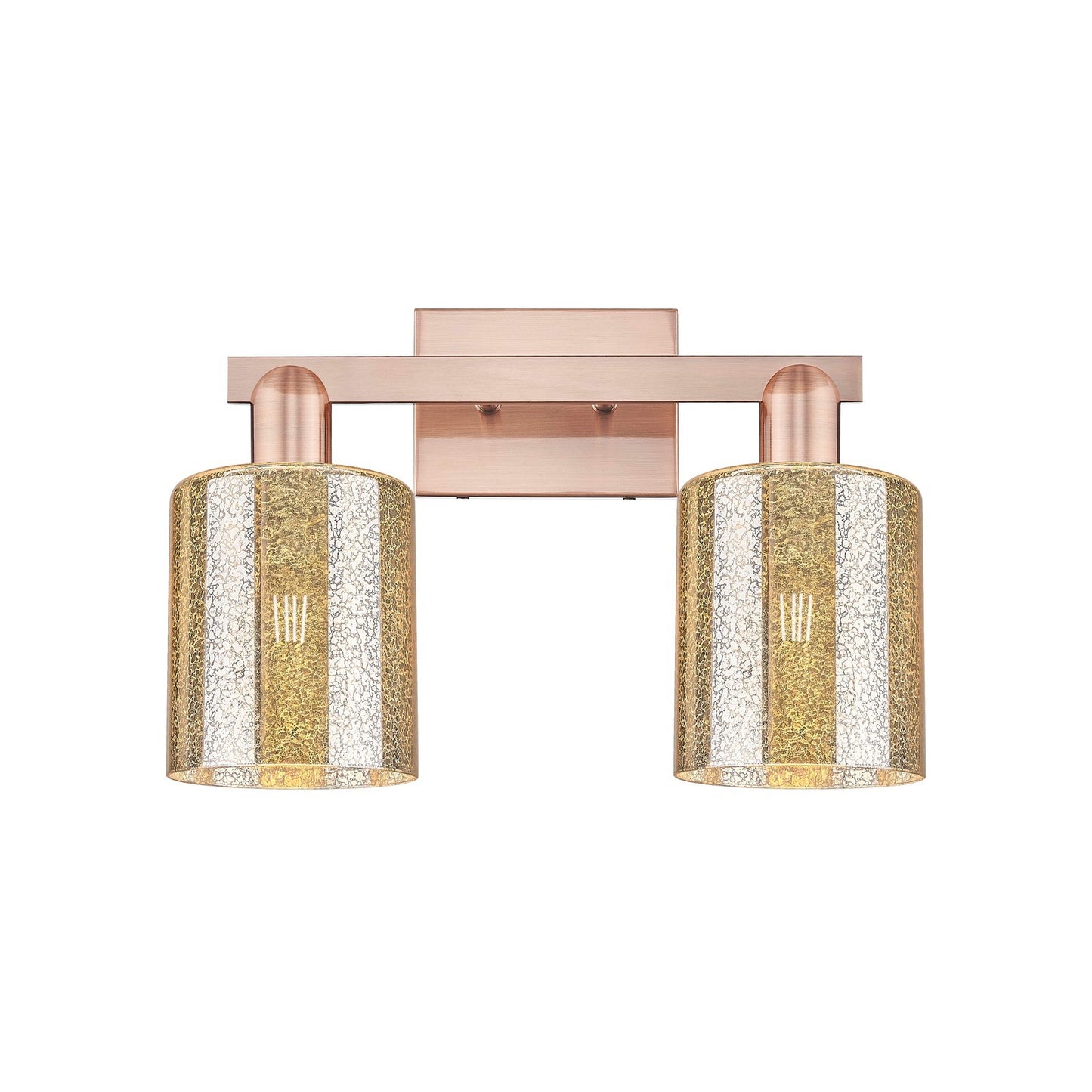 Innovations Cobbleskill 16in 2-Light Bath Vanity Light | Industrial Antique Copper Steel and Mercury Glass | Bathroom Vanity & | Model 716-2W-AC-G116