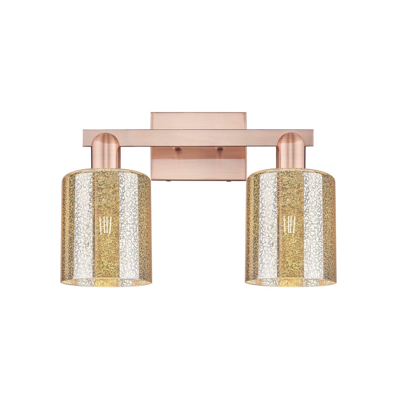 Innovations Cobbleskill 16in 2-Light Bath Vanity Light | Industrial Antique Copper Steel and Mercury Glass | Bathroom Vanity & | Model 716-2W-AC-G116