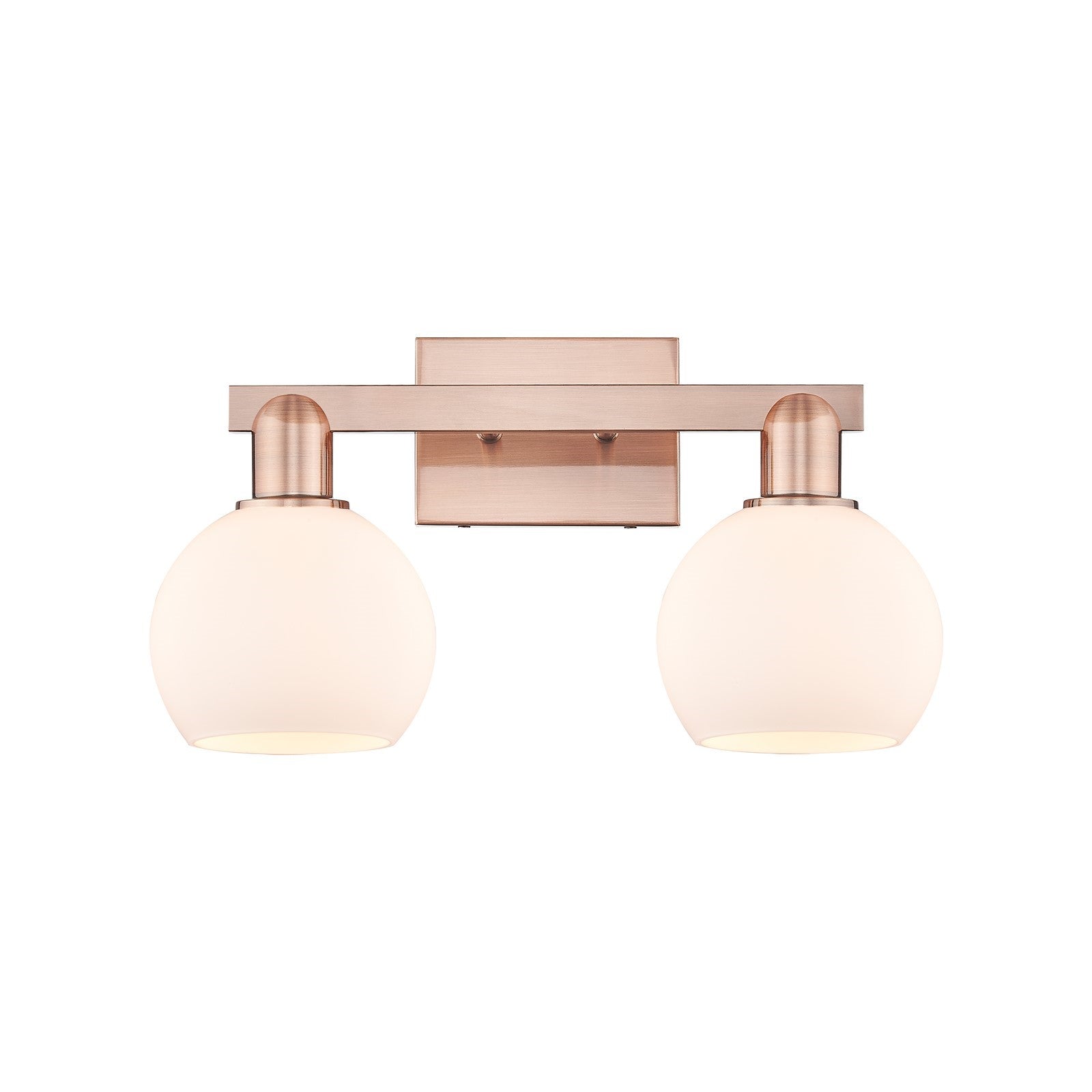 Innovations Athens 17in 2-Light Bath Vanity | Industrial Antique Copper Steel and Matte White Glass | Bathroom Vanity & Powder | Model 716-2W-AC-G121-6