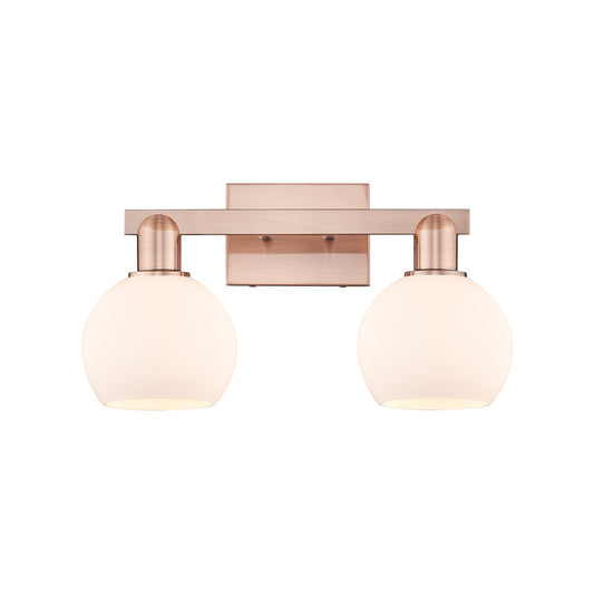Innovations Athens 17in 2-Light Bath Vanity | Industrial Antique Copper Steel and Matte White Glass | Bathroom Vanity & Powder | Model 716-2W-AC-G121-6