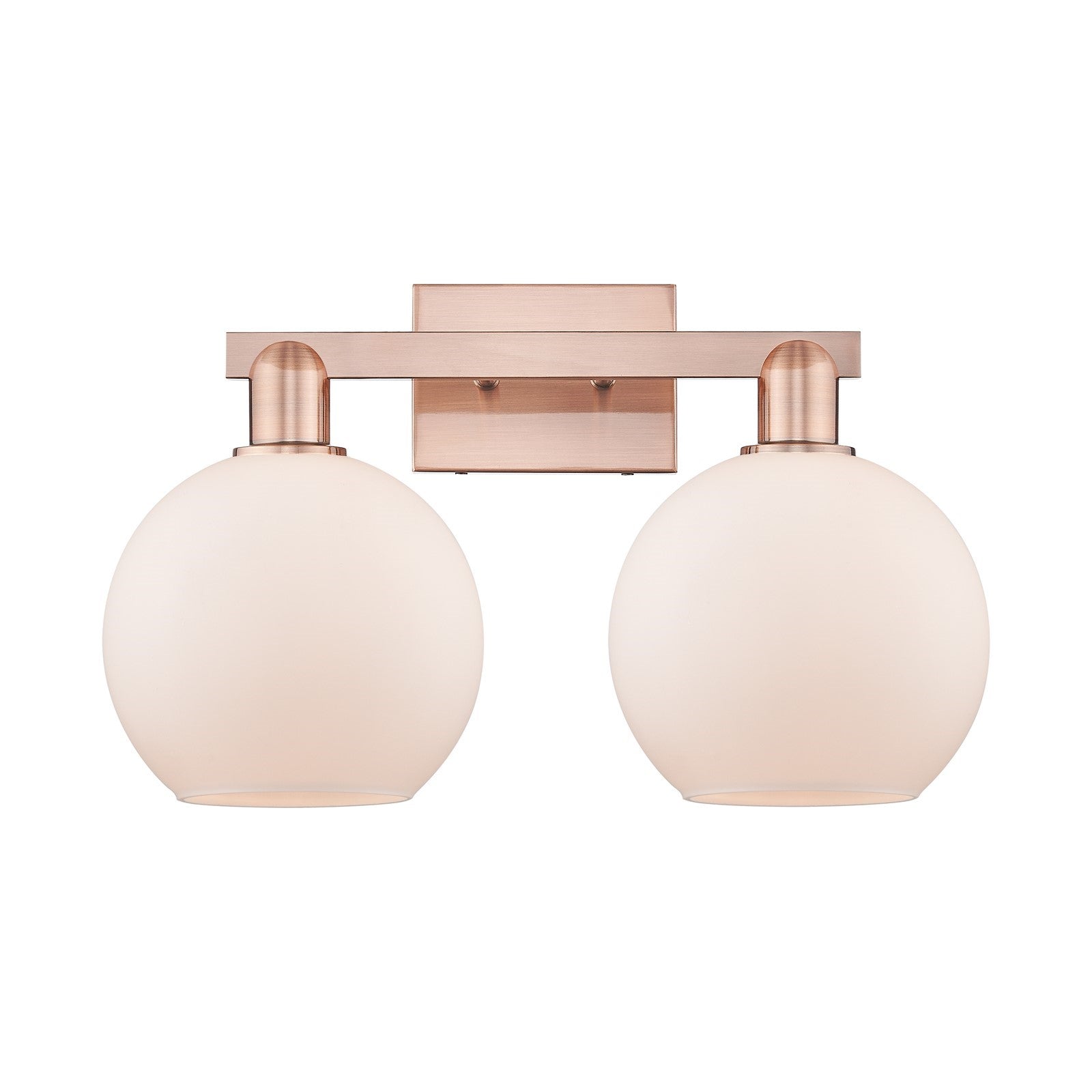 Innovations Athens 19in 2-Light Bath Vanity Light | Industrial Antique Copper Steel and Matte White Glass | Bathroom Vanity | 19 | Model 716-2W-AC-G121-8