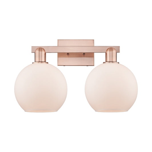 Innovations Athens 19in 2-Light Bath Vanity Light | Industrial Antique Copper Steel and Matte White Glass | Bathroom Vanity | 19 | Model 716-2W-AC-G121-8
