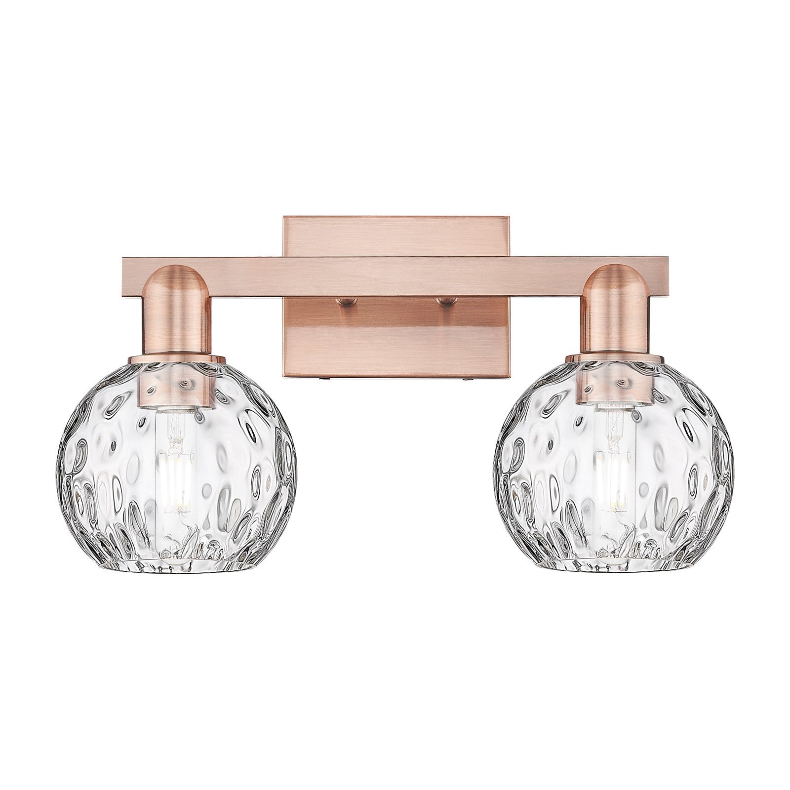 Innovations Athens 17in 2-Light Bath Vanity Light | Industrial Antique Copper Steel and Clear Water Glass | Bathroom Vanity | 17 | Model 716-2W-AC-G1215-6