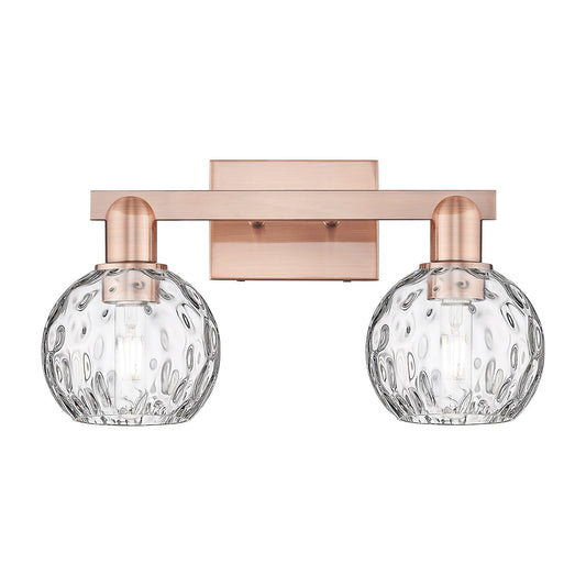 Innovations Athens 17in 2-Light Bath Vanity Light | Industrial Antique Copper Steel and Clear Water Glass | Bathroom Vanity | 17 | Model 716-2W-AC-G1215-6