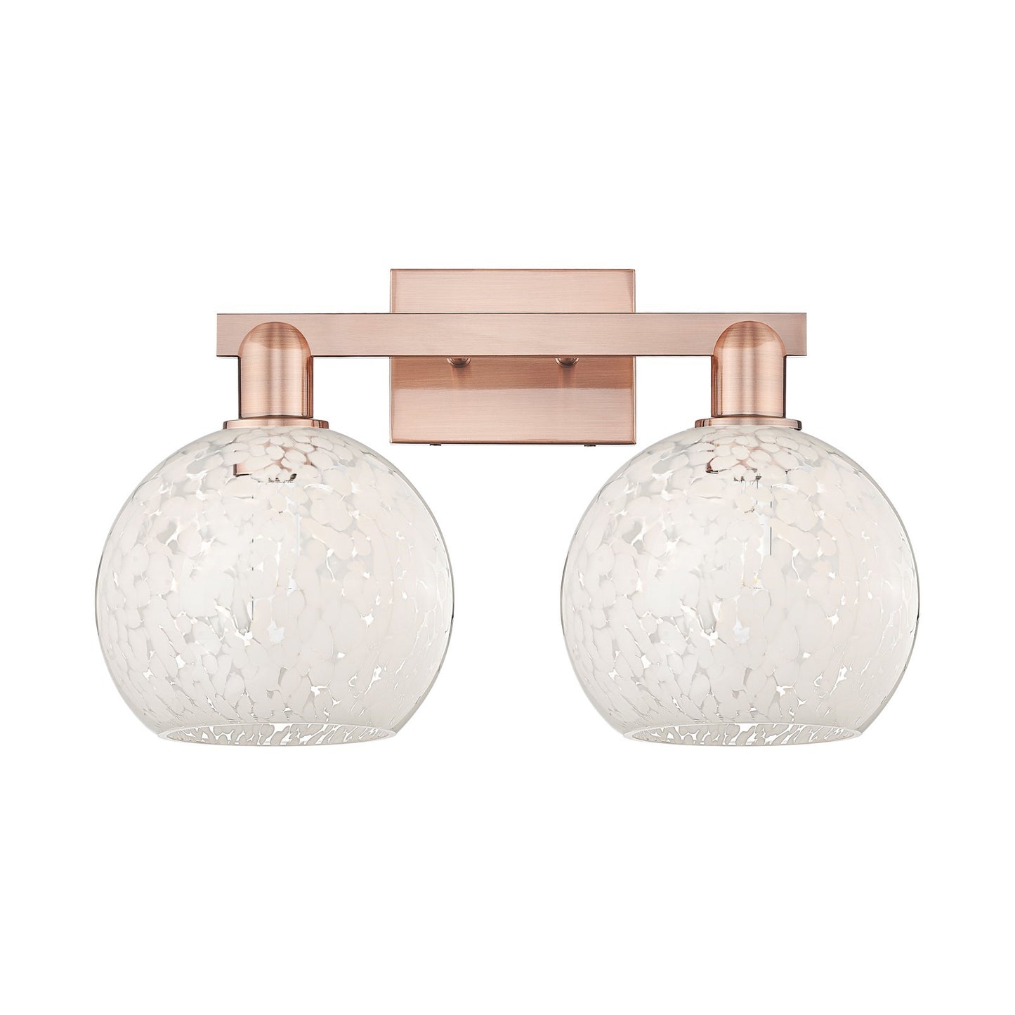 Innovations Lighting White Mouchette 19in 2-Light Bath Vanity | Industrial Modern Antique Copper and White Glass | Bathroom & | Model 716-2W-AC-G1216-8WM