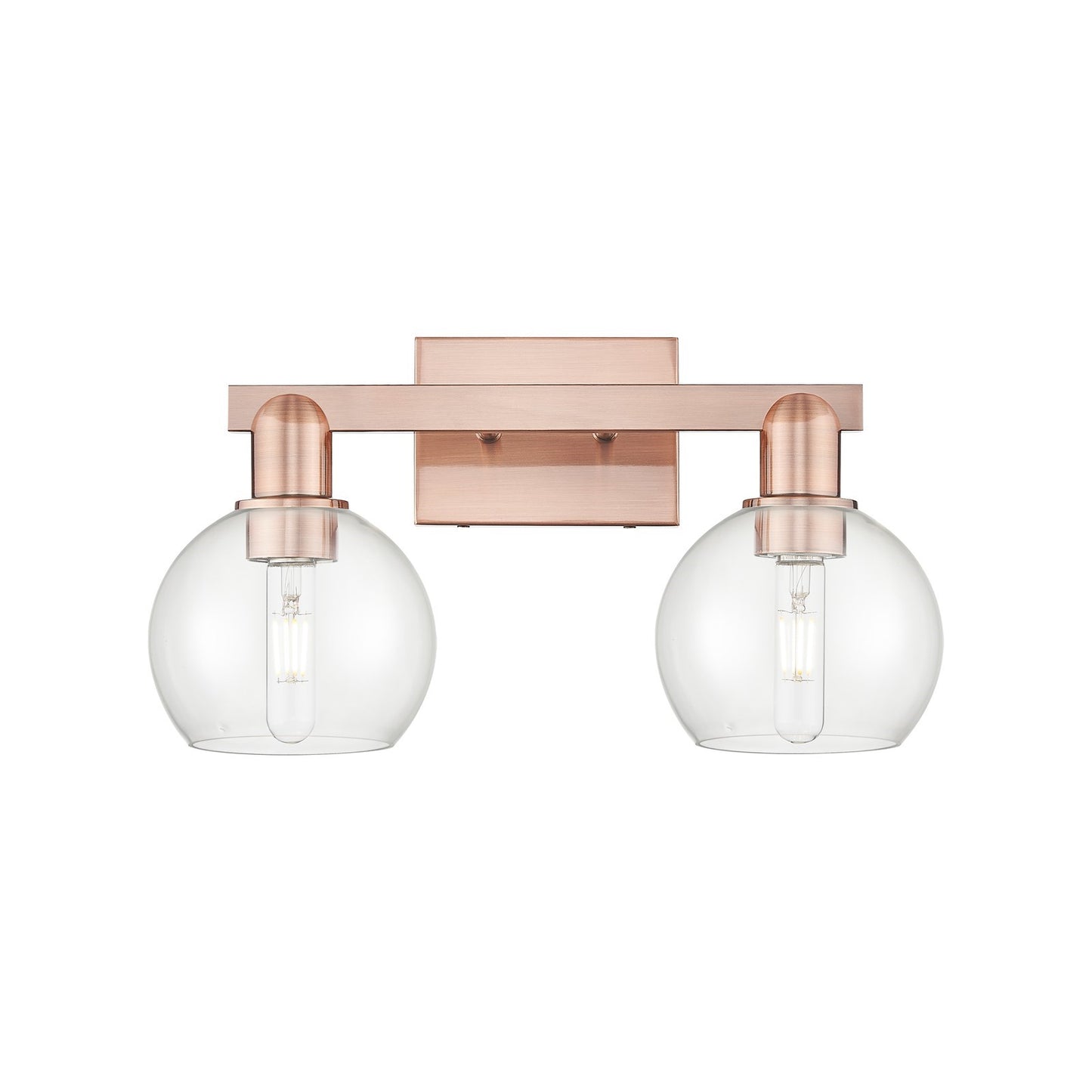 Innovations Athens 17in 2-Light Bath Vanity | Industrial Antique Copper and Clear Glass | Bathroom Vanity Light | 16.88 x 9.62 x | Model 716-2W-AC-G122-6