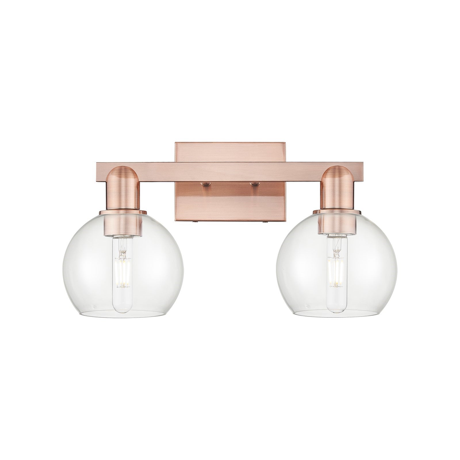 Innovations Athens 17in 2-Light Bath Vanity | Industrial Antique Copper and Clear Glass | Bathroom Vanity Light | 16.88 x 9.62 x | Model 716-2W-AC-G122-6