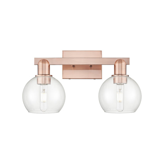 Innovations Athens 17in 2-Light Bath Vanity | Industrial Antique Copper and Clear Glass | Bathroom Vanity Light | 16.88 x 9.62 x | Model 716-2W-AC-G122-6