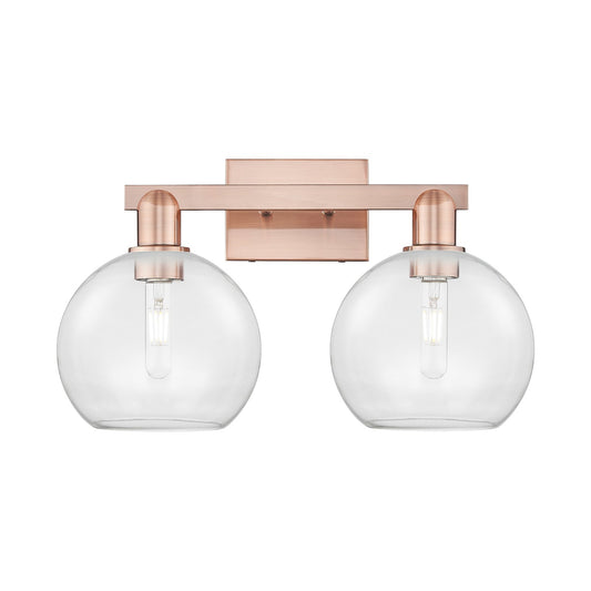 Innovations Athens 19in 2-Light Bath Vanity Light | Industrial Antique Copper Steel and Clear Glass | Bathroom Vanity & Powder | Model 716-2W-AC-G122-8