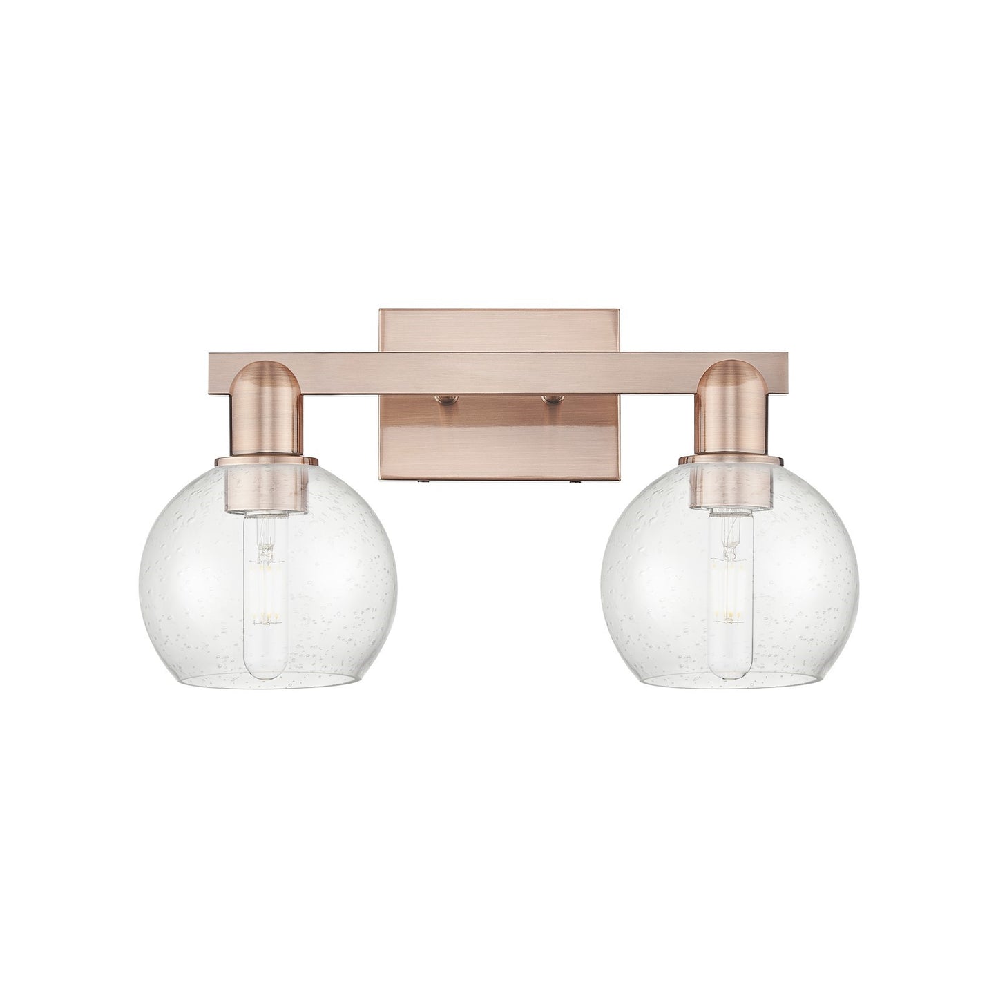 Innovations Athens 17in 2-Light Bath Vanity | Industrial Antique Copper Steel and Seedy Glass | Bathroom Vanity Light | 16.88 x | Model 716-2W-AC-G124-6