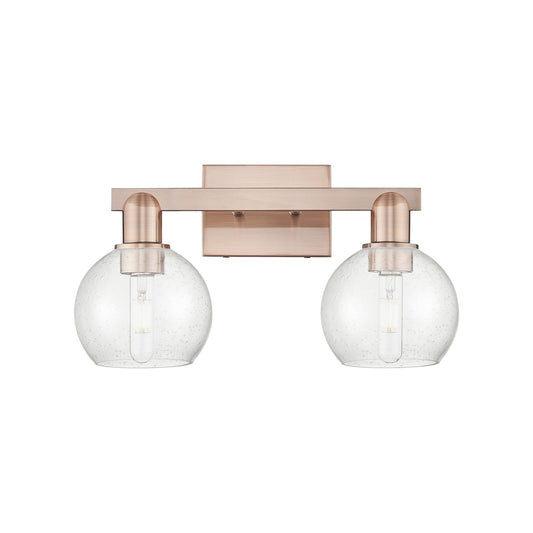 Innovations Athens 17in 2-Light Bath Vanity | Industrial Antique Copper Steel and Seedy Glass | Bathroom Vanity Light | 16.88 x | Model 716-2W-AC-G124-6