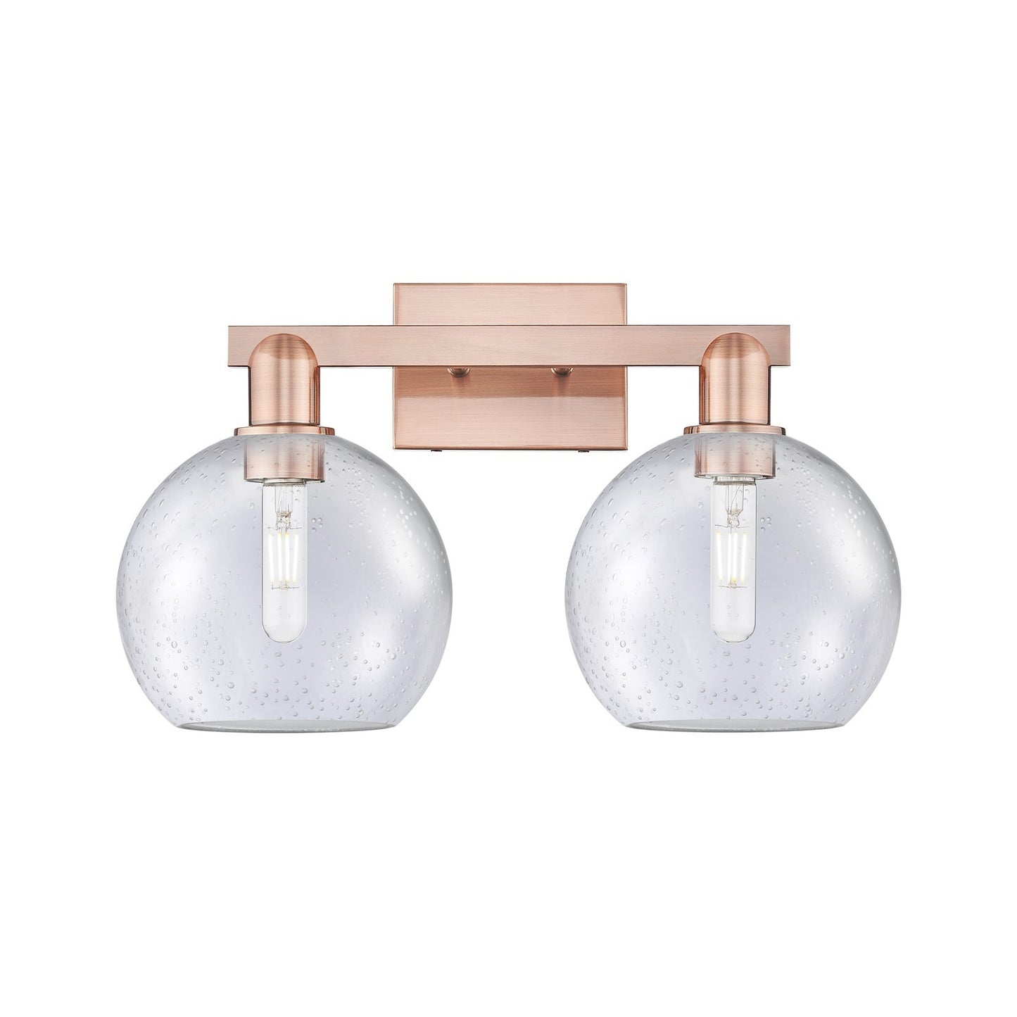 Innovations Athens 19in 2-Light Bath Vanity Light | Industrial Antique Copper Steel and Seedy Glass | Bathroom Vanity & Powder | Model 716-2W-AC-G124-8