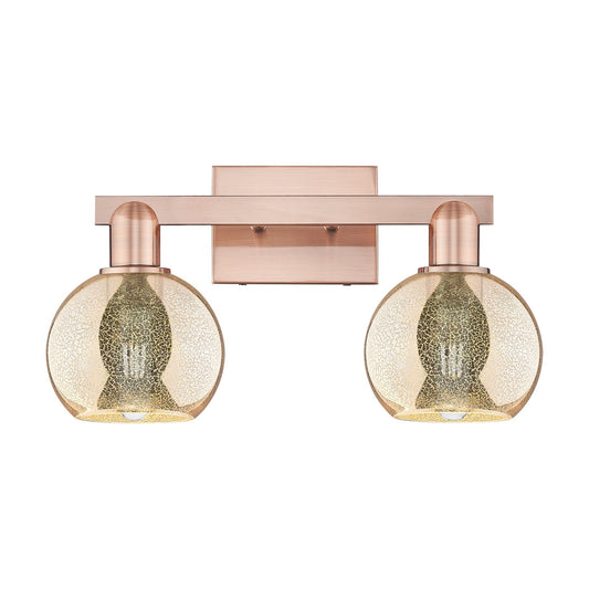 Innovations Athens 17in 2-Light Bath Vanity | Industrial Antique Copper Steel and Mercury Glass | Bathroom Vanity & Powder Room | Model 716-2W-AC-G128-6