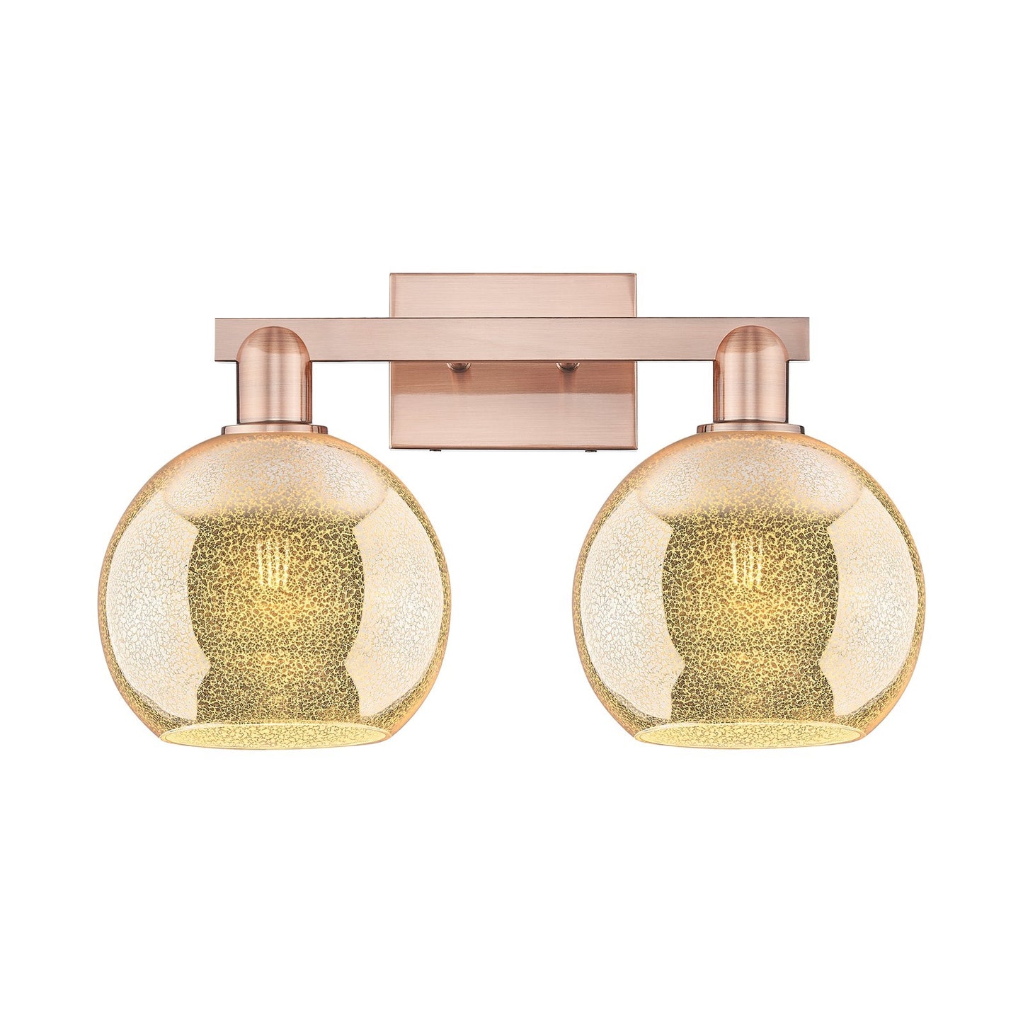 Innovations Athens 19in 2-Light Bath Vanity Light | Industrial Antique Copper Steel and Mercury Glass | Bathroom Vanity & Powder | Model 716-2W-AC-G128-8