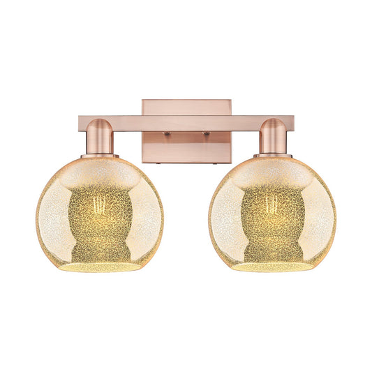 Innovations Athens 19in 2-Light Bath Vanity Light | Industrial Antique Copper Steel and Mercury Glass | Bathroom Vanity & Powder | Model 716-2W-AC-G128-8