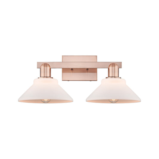 Innovations Orwell 19in 2-Light Bath Vanity Light | Industrial Antique Copper and Matte White Glass | Bathroom Vanity | 19.38 x | Model 716-2W-AC-G131