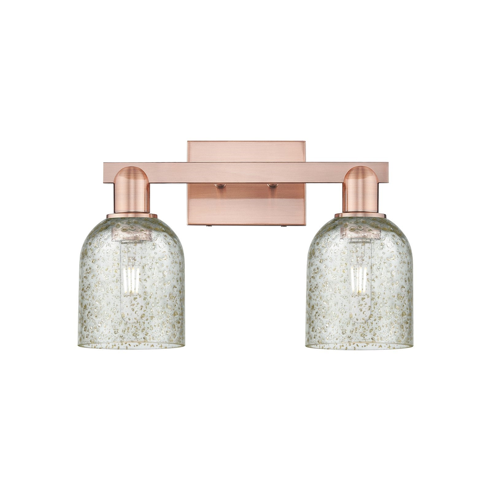 Innovations Caledonia 16in 2-Light Bath Vanity Light | Industrial Antique Copper Steel and Mica Glass | Bathroom Vanity | 16 x | Model 716-2W-AC-G259