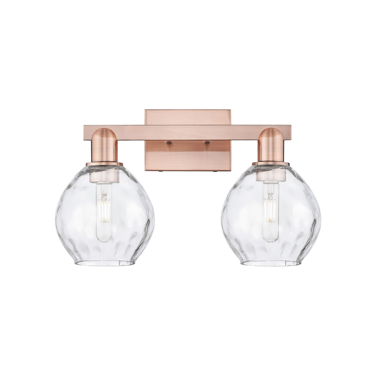 Innovations Waverly 17in 2-Light Bath Vanity Light | Industrial Antique Copper and Clear Glass | Bathroom Vanity | 17 x 10.25 x 7.5 | Model 716-2W-AC-G362