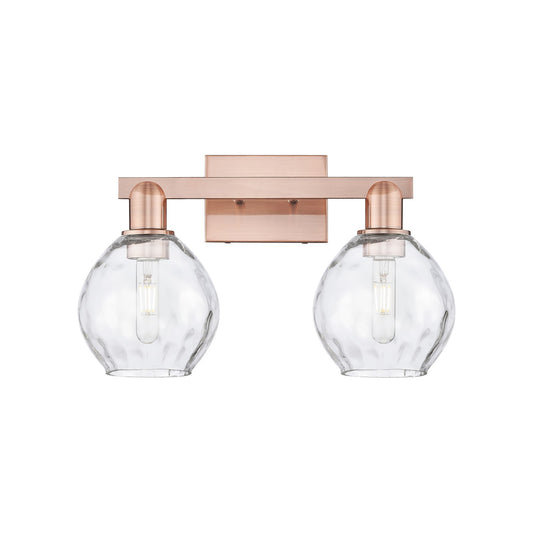 Innovations Waverly 17in 2-Light Bath Vanity Light | Industrial Antique Copper and Clear Glass | Bathroom Vanity | 17 x 10.25 x 7.5 | Model 716-2W-AC-G362