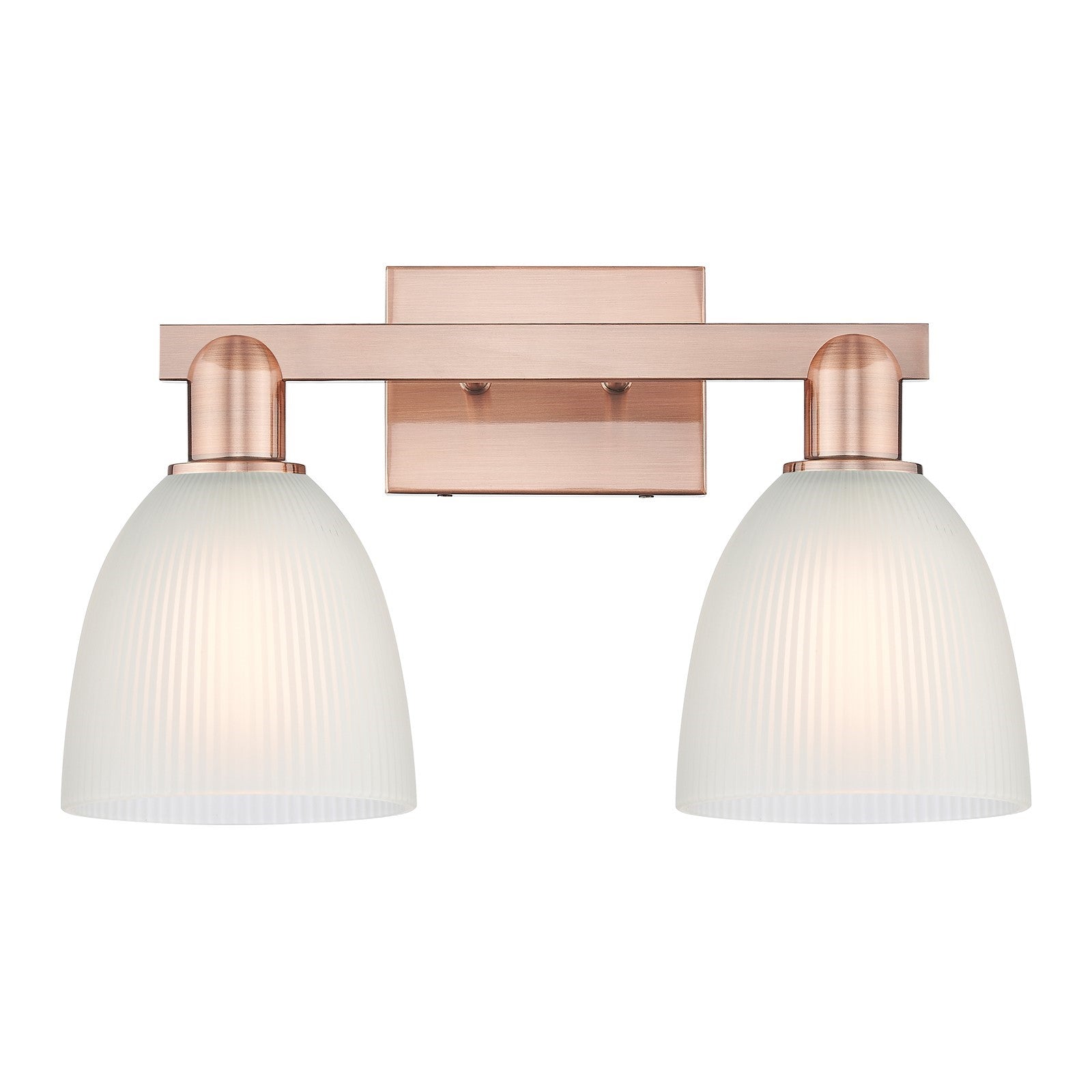 Innovations Castile 17in 2-Light Bath Vanity Light | Industrial Antique Copper and White Glass | Damp-Rated Bathroom Vanity | 17 x | Model 716-2W-AC-G381