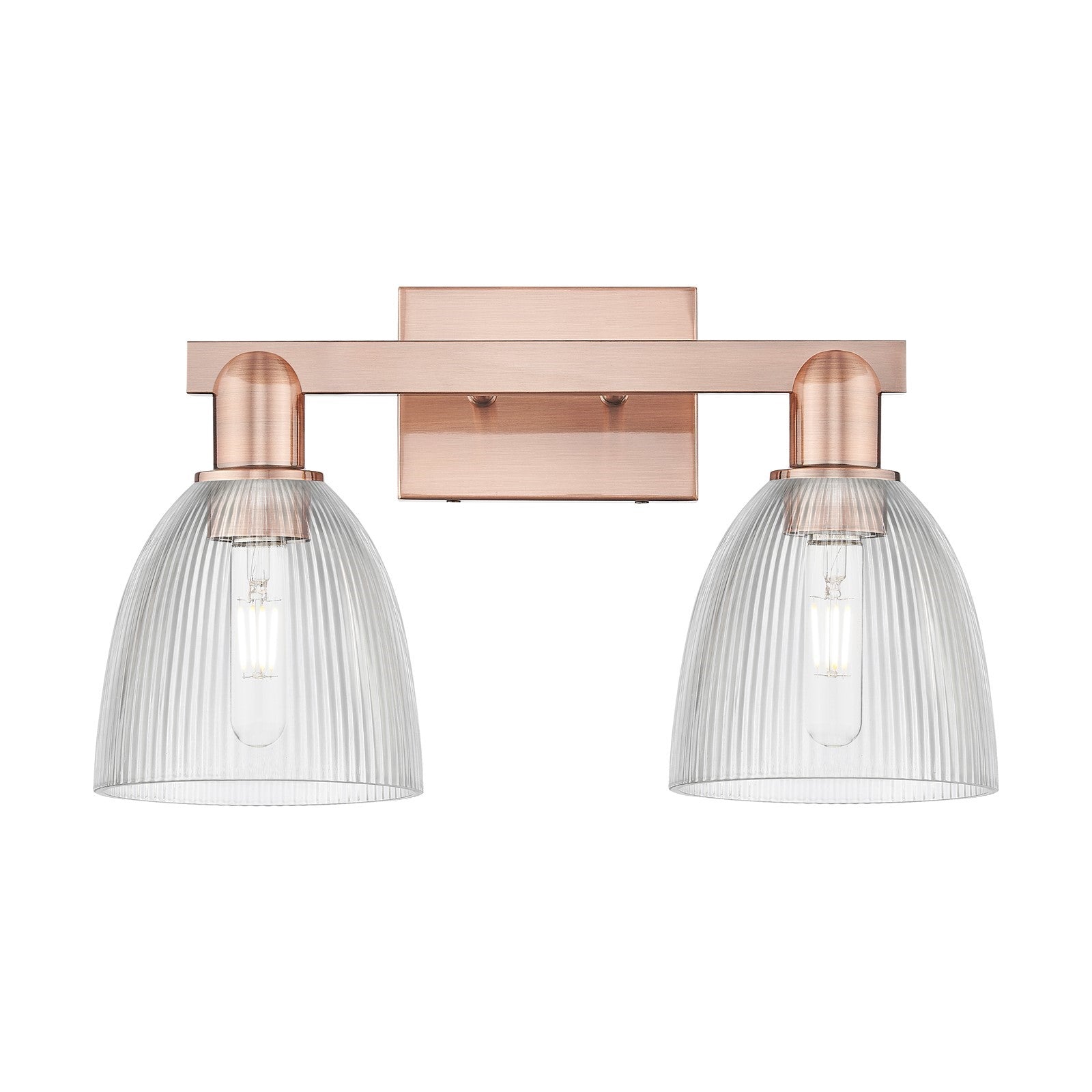 Innovations Castile 17in 2-Light Bath Vanity Light | Industrial Antique Copper Steel and Clear Glass | Bathroom Vanity & Powder | Model 716-2W-AC-G382