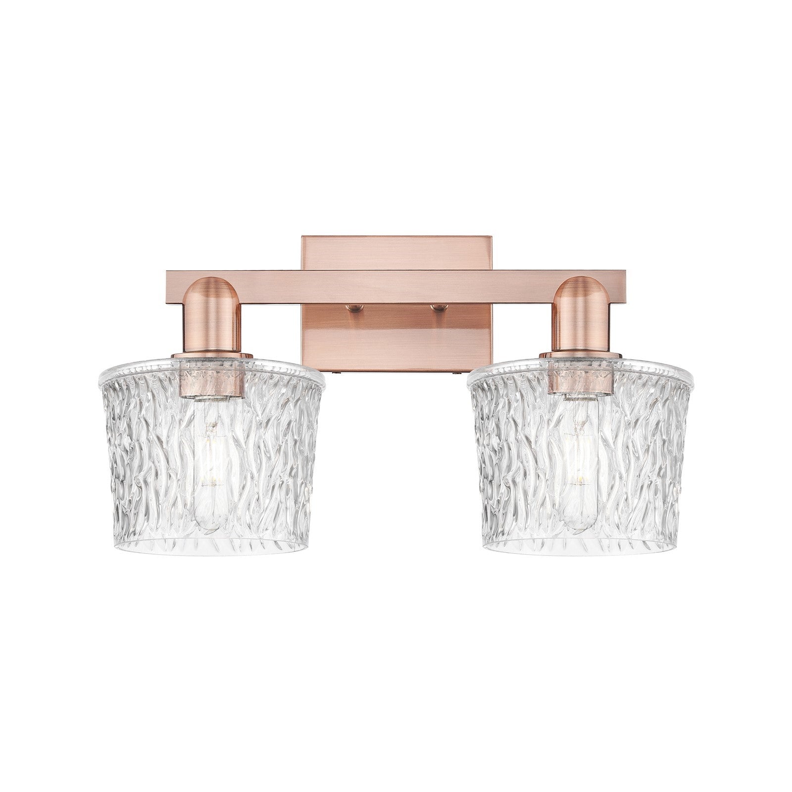 Innovations Niagara 18in 2-Light Bath Vanity Light | Industrial Antique Copper and Clear Glass | Bathroom Vanity | 17.5 x 10.25 x | Model 716-2W-AC-G402