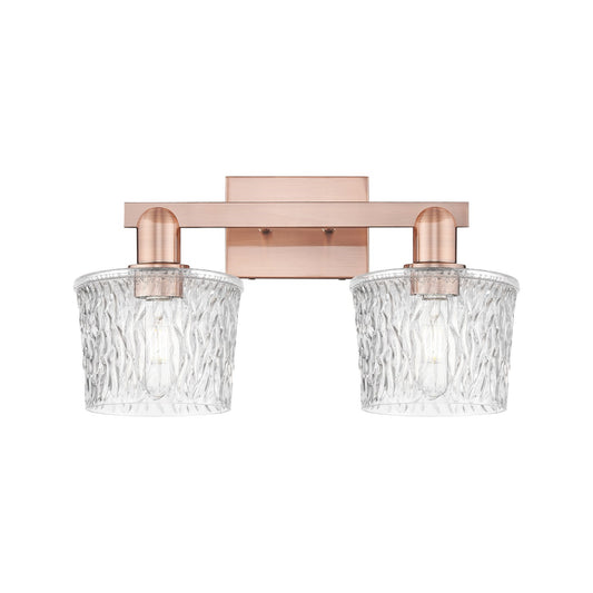Innovations Niagara 18in 2-Light Bath Vanity Light | Industrial Antique Copper and Clear Glass | Bathroom Vanity | 17.5 x 10.25 x | Model 716-2W-AC-G402