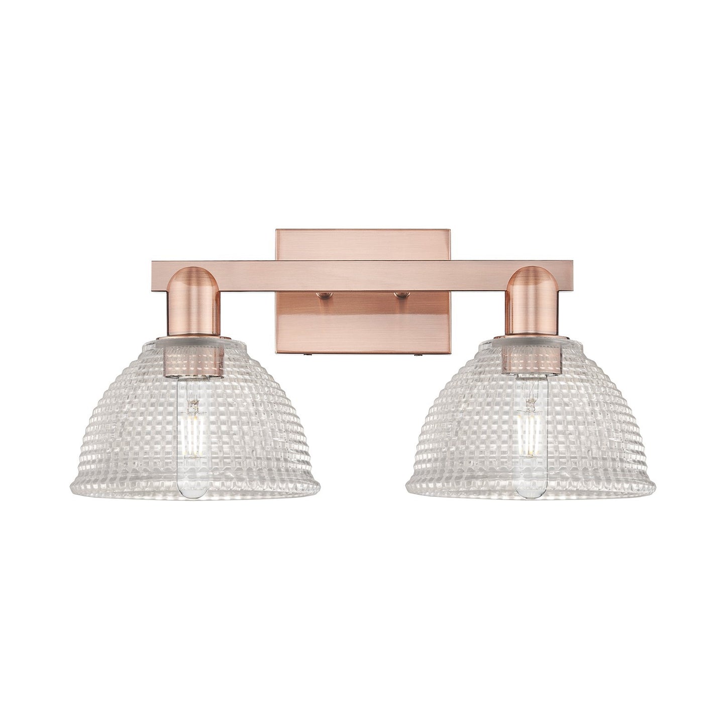 Innovations Arietta 19in 2-Light Bath Vanity Light | Industrial Antique Copper Steel and Clear Glass | Bathroom Vanity | 19 x 9.75 | Model 716-2W-AC-G422