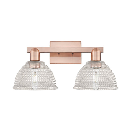 Innovations Arietta 19in 2-Light Bath Vanity Light | Industrial Antique Copper Steel and Clear Glass | Bathroom Vanity | 19 x 9.75 | Model 716-2W-AC-G422